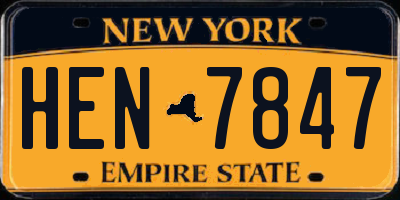 NY license plate HEN7847