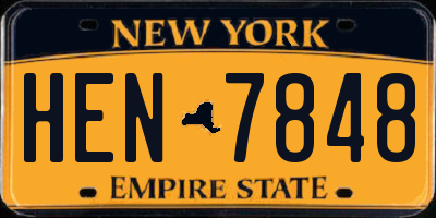 NY license plate HEN7848