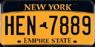 NY license plate HEN7889