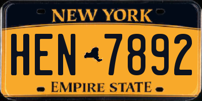 NY license plate HEN7892