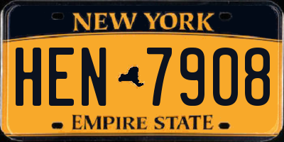 NY license plate HEN7908