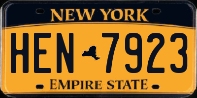 NY license plate HEN7923