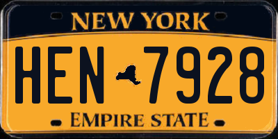 NY license plate HEN7928