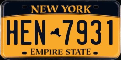 NY license plate HEN7931