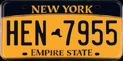 NY license plate HEN7955