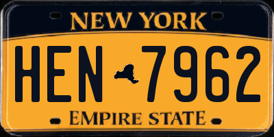 NY license plate HEN7962