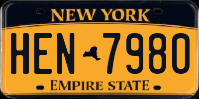 NY license plate HEN7980