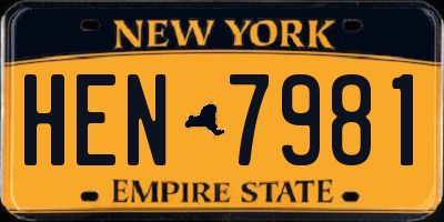 NY license plate HEN7981