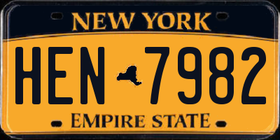 NY license plate HEN7982