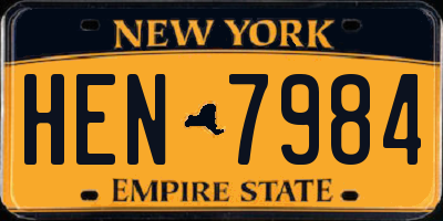 NY license plate HEN7984