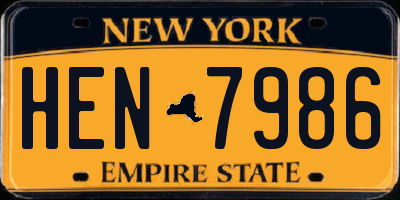 NY license plate HEN7986