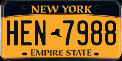 NY license plate HEN7988