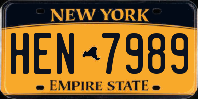 NY license plate HEN7989