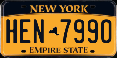NY license plate HEN7990