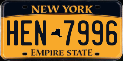 NY license plate HEN7996