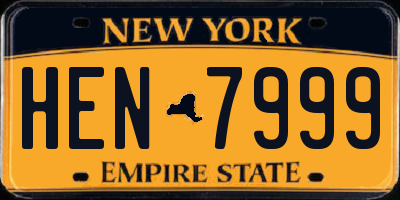 NY license plate HEN7999