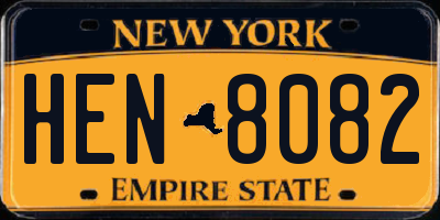 NY license plate HEN8082