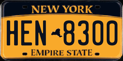 NY license plate HEN8300