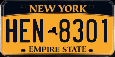 NY license plate HEN8301