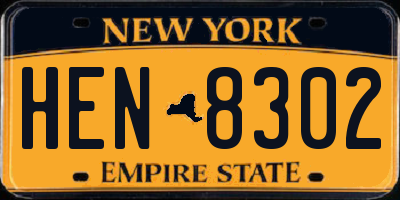 NY license plate HEN8302