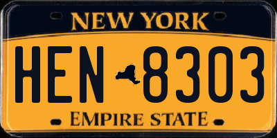 NY license plate HEN8303