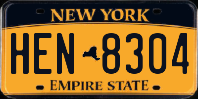 NY license plate HEN8304