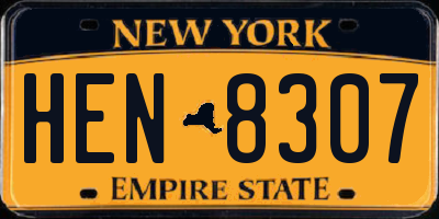 NY license plate HEN8307