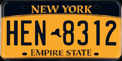 NY license plate HEN8312