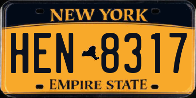 NY license plate HEN8317
