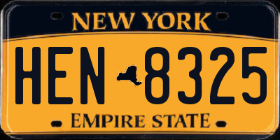 NY license plate HEN8325