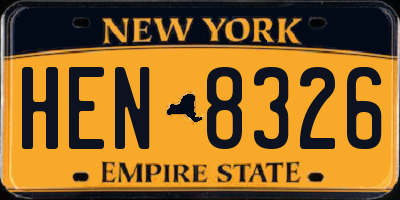 NY license plate HEN8326