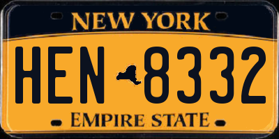 NY license plate HEN8332