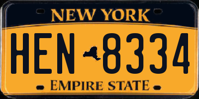 NY license plate HEN8334