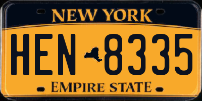 NY license plate HEN8335