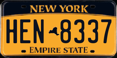 NY license plate HEN8337