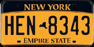 NY license plate HEN8343