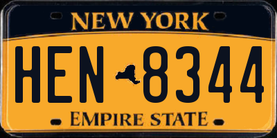 NY license plate HEN8344