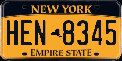 NY license plate HEN8345