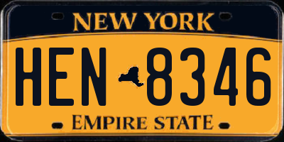 NY license plate HEN8346
