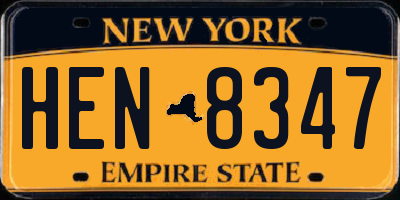 NY license plate HEN8347