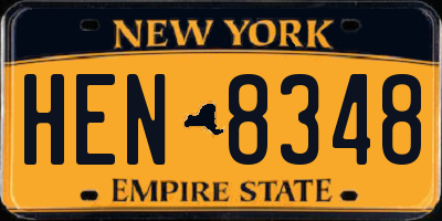 NY license plate HEN8348