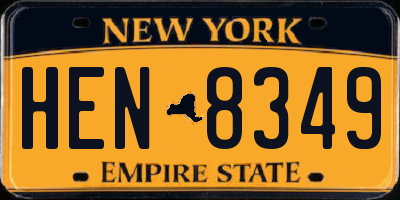 NY license plate HEN8349