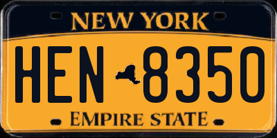 NY license plate HEN8350