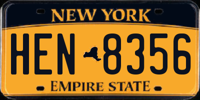 NY license plate HEN8356