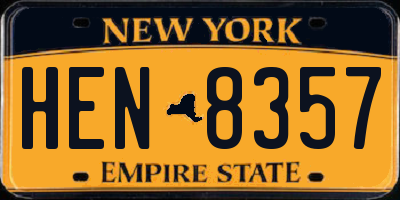 NY license plate HEN8357