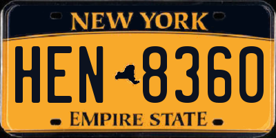 NY license plate HEN8360