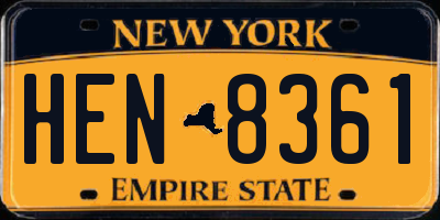 NY license plate HEN8361