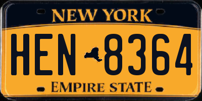 NY license plate HEN8364
