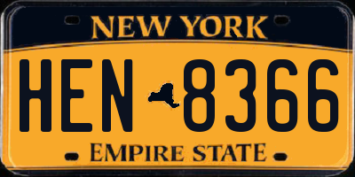 NY license plate HEN8366