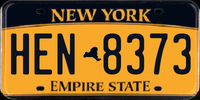 NY license plate HEN8373